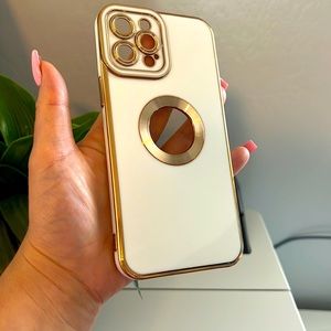 ✨NWT White Silicone Phone Case with Gold Trim for iPhone